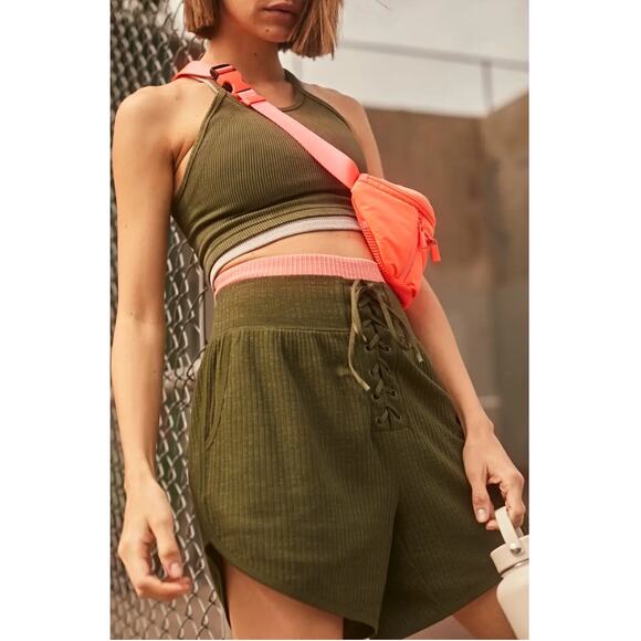 FREE PEOPLE FP Movement Green RIbbed Shorts // XS - Picture 1 of 13
